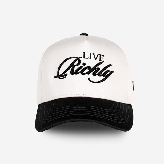 Live Richly Cap (Cream & Black)