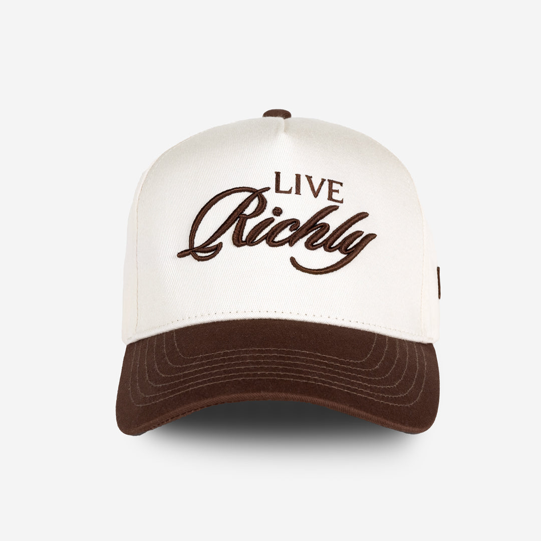 Live Richly Cap (Cream & Brown)