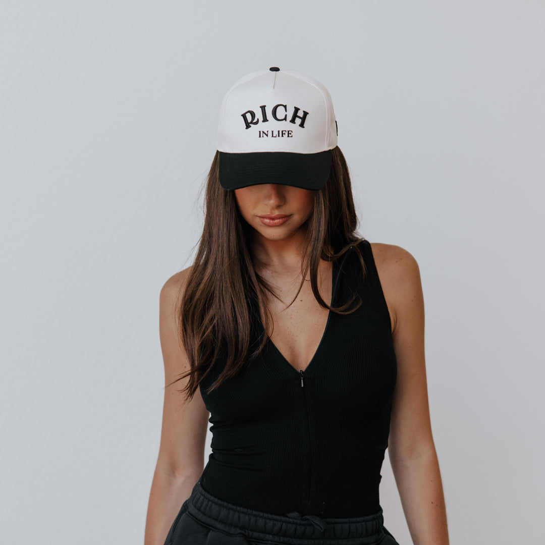 Rich In Life Cap (Cream & Black)