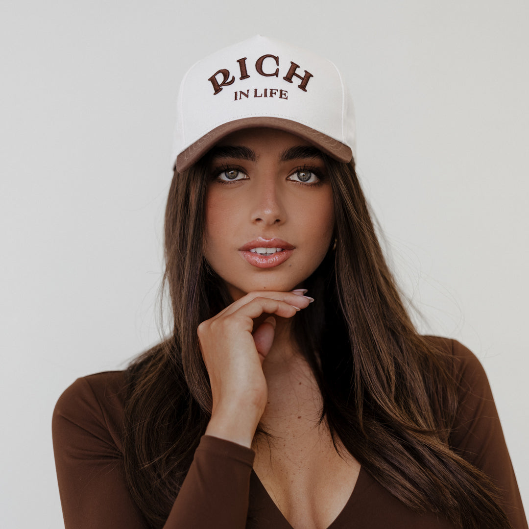 Rich In Life Cap (Cream & Brown)