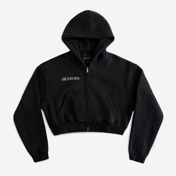 Richwife Crop Zip Hoodie (Black)